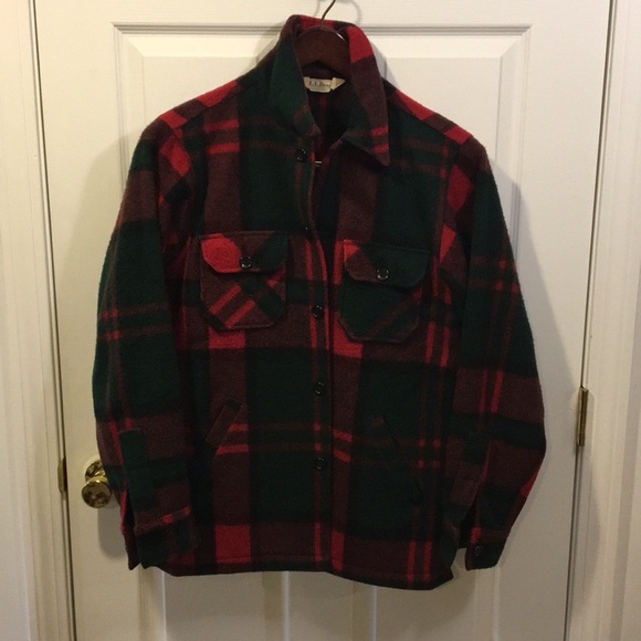 Mens Plaid Llbean Vintage Wool Coat 